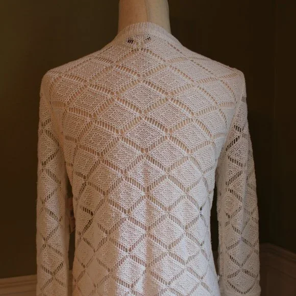 NWT Coldwater Creek Women's White Crochet Long-Sleeve Cardigan Size S/8 - Picture 7 of 11